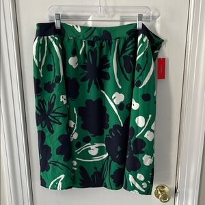 Floral Green and Black Skirt